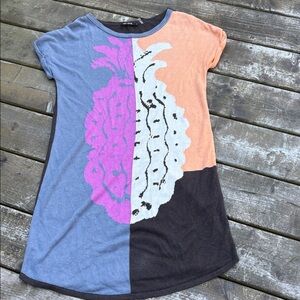 Nic + Zoe linen blend  Pineapple Graphic Dress size M